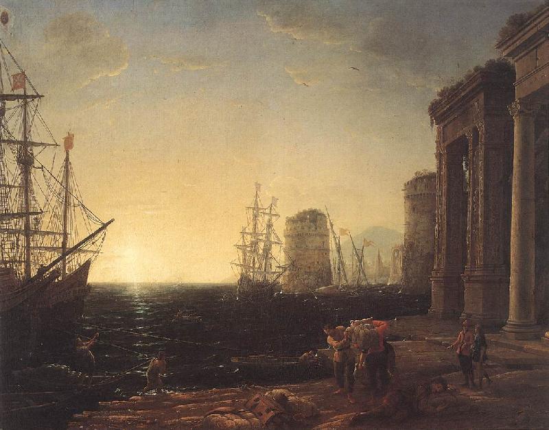 Claude Lorrain Harbour Scene at Sunset fg